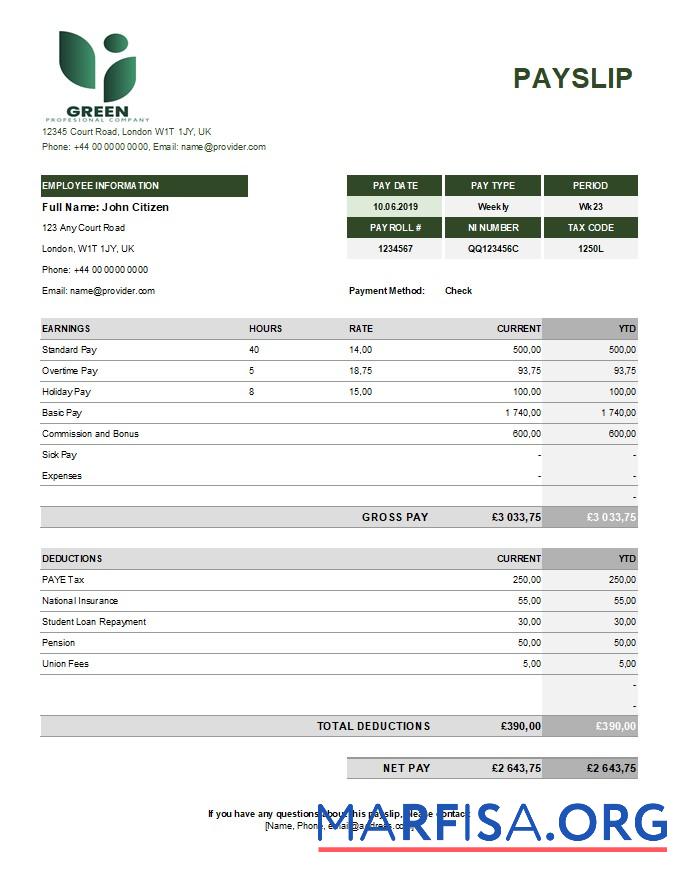 Downloadable Green industry earning statement download for verification